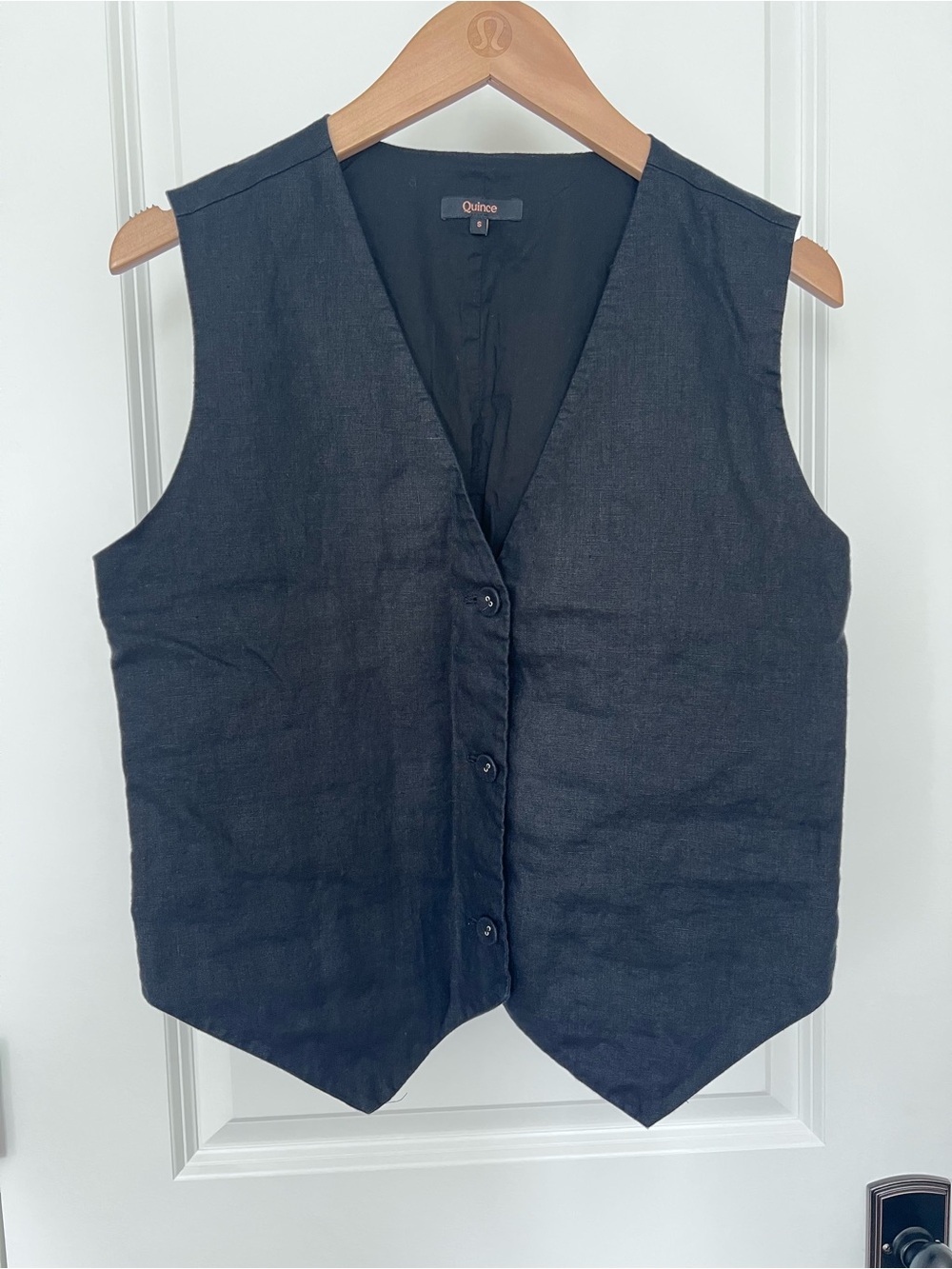 Quince Black Linen Vest Size Small EUC - Picture 3 of 8